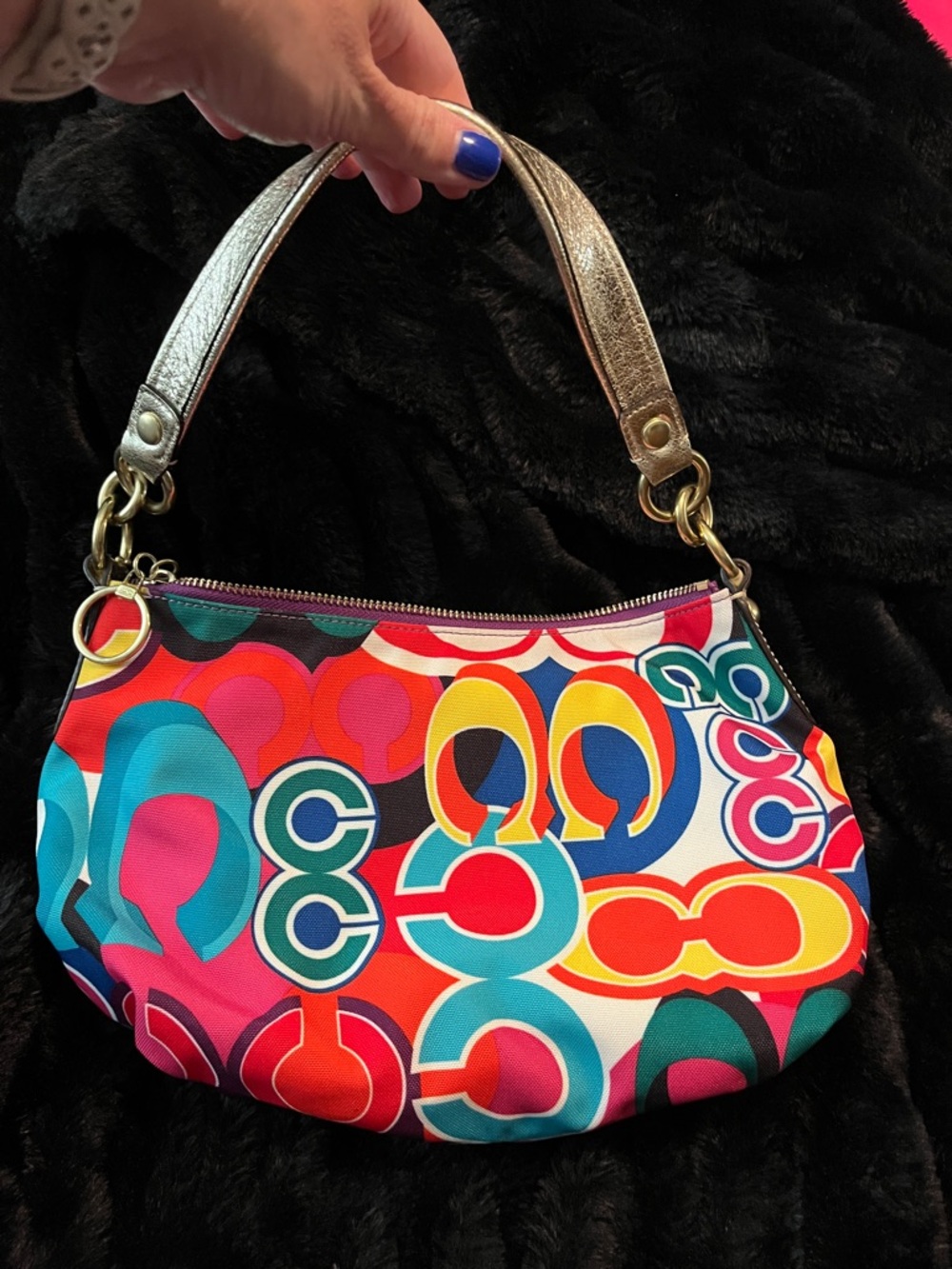 Coach mini shoulder bag very nice condition multi color authentic - Picture 2 of 5